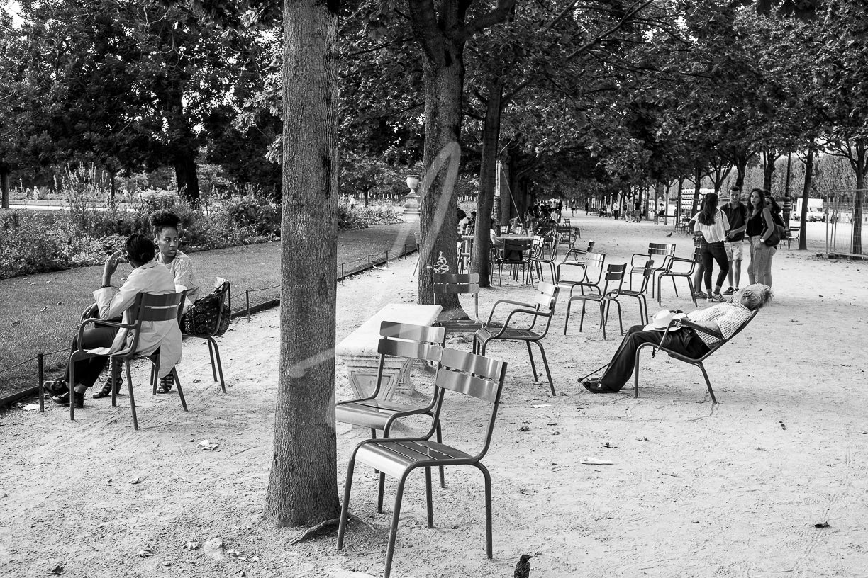 Paris, sleeping man at Tuileries park PL-00024 - CANVAS